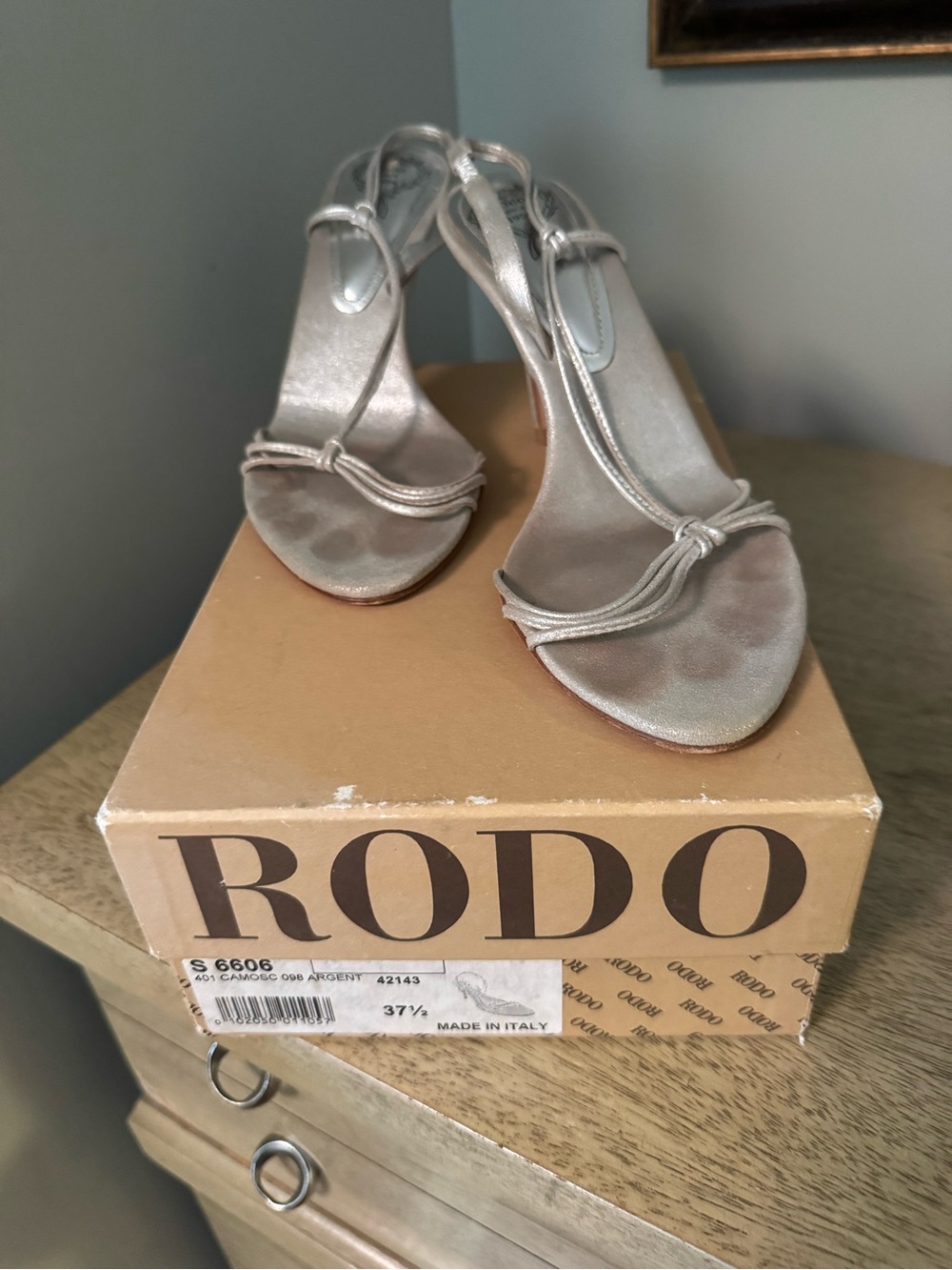 Rodo Metallic Silver Strappy Stiletto Sandals